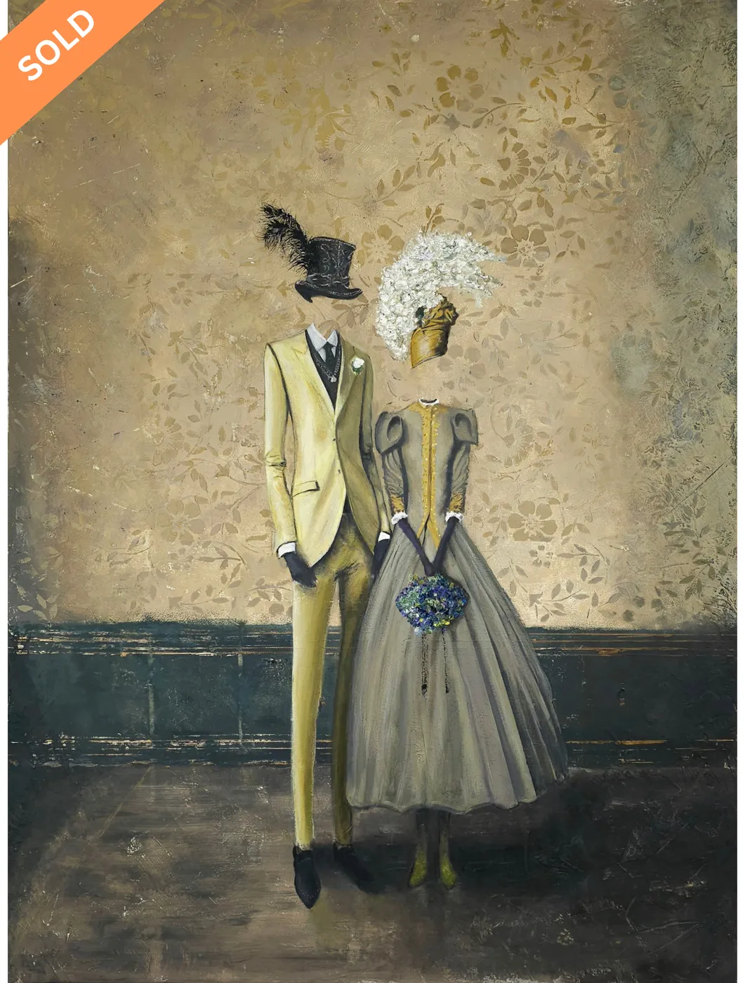 We Are All Fading 5th Edition: a couple in Edwardian dress against gold damask wallpaper.
